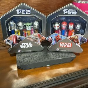 PEZ dispenser, marvel, and Star Wars